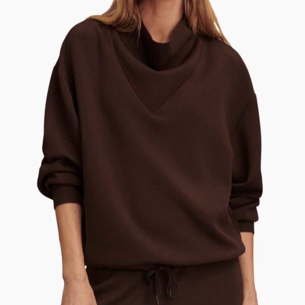 Varley Betsy Sweat Doublesoft Cowl Sweatshirt Toggle Cinch Waist